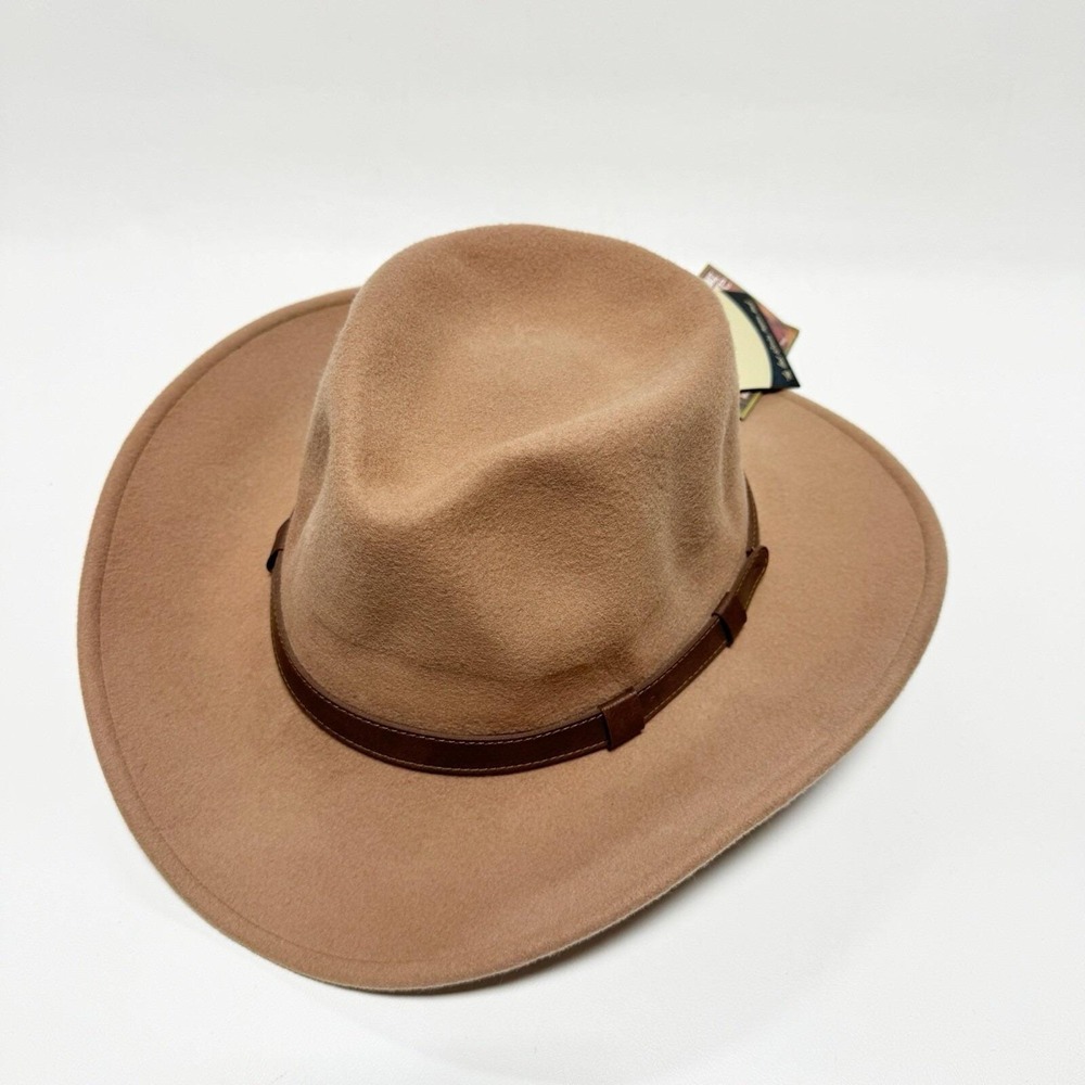 Vintage Woolrich Crushable Leisure Felt Western Hat Tan Large USA Wool